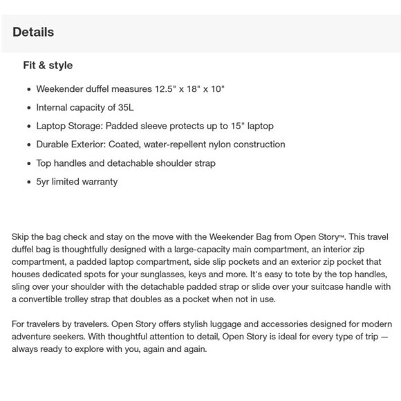 Open Story Signature Weekender Bag — Black - Picture 11 of 16